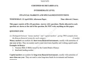 April 2026 Financial Markets and Specialised Institutions Past Paper Answers