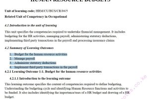 Prepare Human Resource Budgets Pdf notes TVET CDACC Level 5 CBET