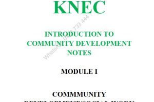 Introduction to Community Development pdf KNEC notes