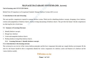 Manage Database System Pdf notes Level 5 TVET CDACC CBET