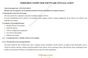Perform Computer Software Installation Pdf notes Level 5 TVET CDACC CBET