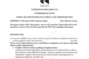 December 2025 Public Sector Governance, Policy and Administration Past Paper Answers