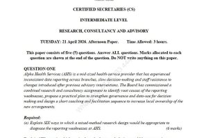 April 2026 Research, Consultancy and Advisory Past Paper Answers