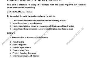 Resource Mobilisation and Funding KNEC notes pdf