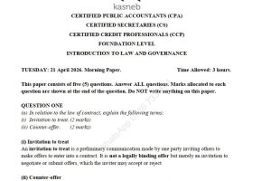 April 2026 CPA Introduction to Law and Governance Past Paper answers
