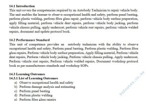Vehicle Body Repair Pdf notes TVET CDACC Level 6