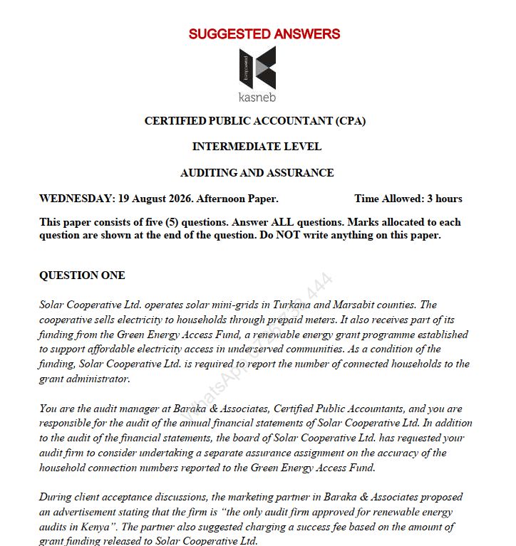 AA August 2026 Past Paper Answers