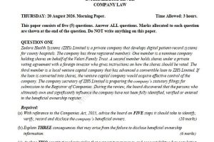 Company Law August 2026 Past Paper Answers